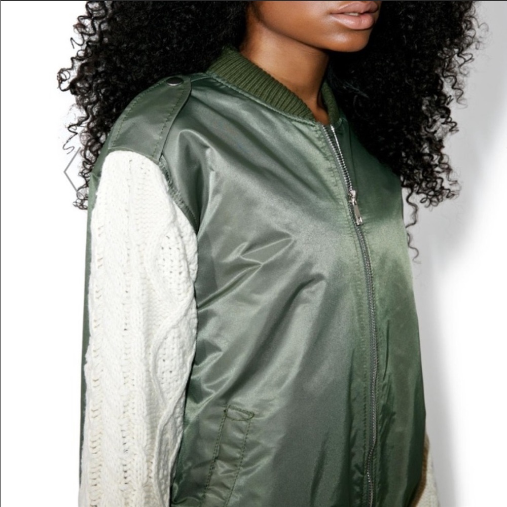 NWT J.O.A. Sweater Sleeve Bomber Jacket
